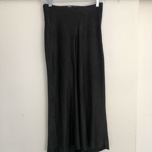 ZARA Asymmetrical Black Midi Skirt
